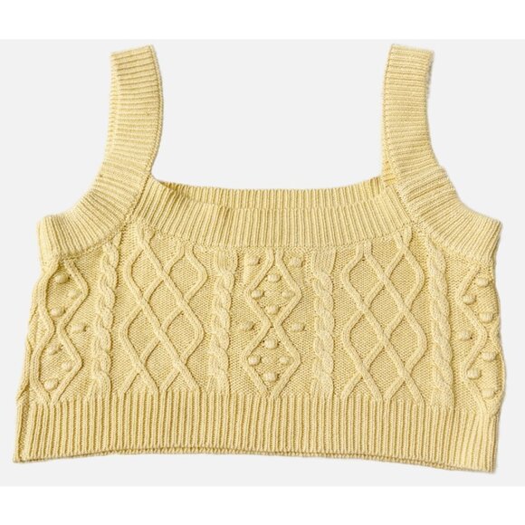 REVOLVE Loulou Studio Paris butter yellow knit crop top midi silk & linen yarn M - Picture 3 of 9